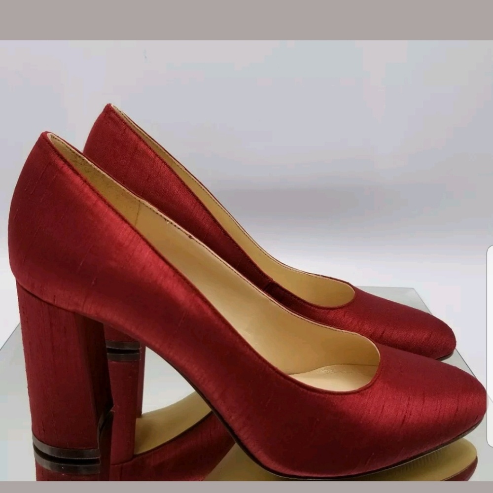 Nine West Red Shantung Career Dress Pump Heel New
